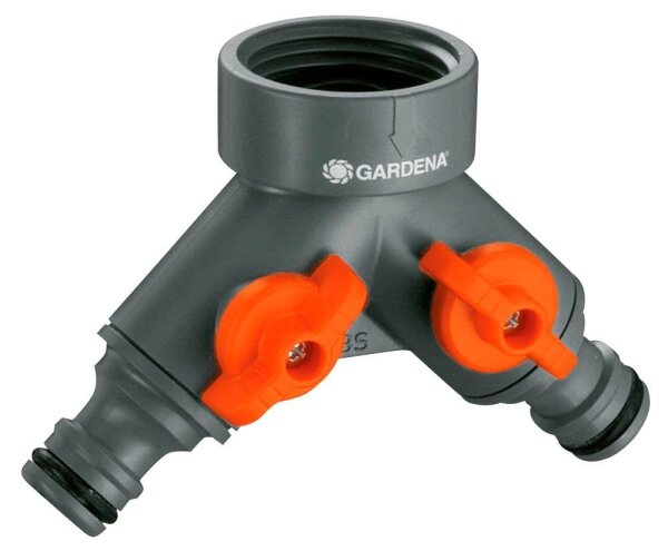 GARDENA Wasserverteiler für Gartenschlauch 2-Wege-Ventil 938-20, 26,5 mm (G 3/4 Zoll) Gewinde, 1 St.