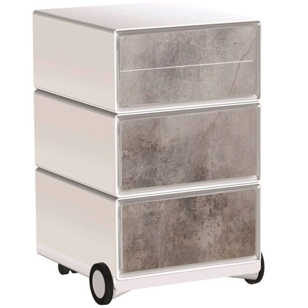 PAPERFLOW easyBox Industrial Rollcontainer weiß, bunt 61723 4 Auszüge 39,0 x 43,6 x 64,2 cm