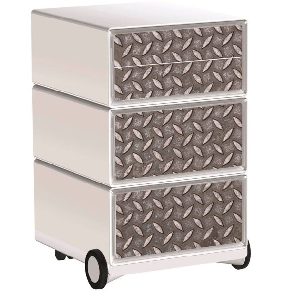 PAPERFLOW easyBox Industrial Rollcontainer weiß, bunt 61789 4 Auszüge 39,0 x 43,6 x 64,2 cm