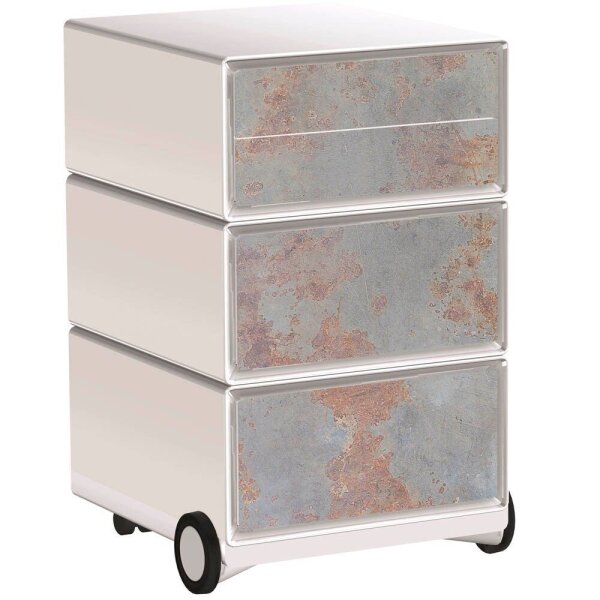 PAPERFLOW easyBox Industrial Rollcontainer weiß, bunt 214789 4 Auszüge 39,0 x 43,6 x 64,2 cm