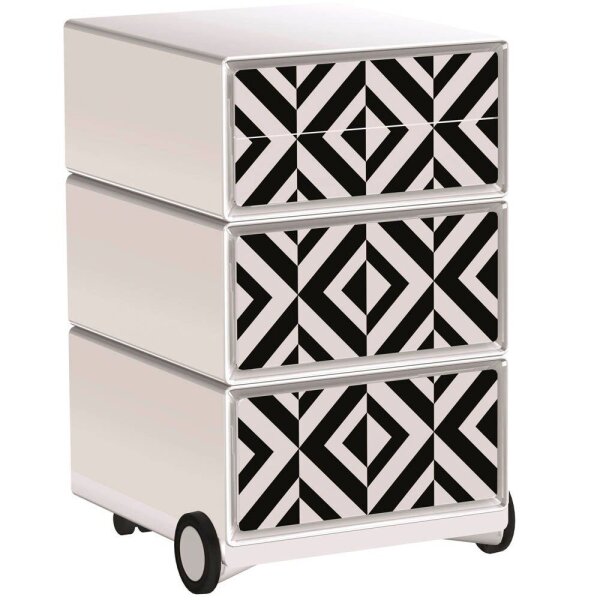 PAPERFLOW easyBox Black & White Rollcontainer weiß, schwarz 60603 4 Auszüge 39,0 x 43,6 x 64,2 cm