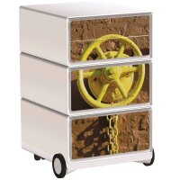 PAPERFLOW easyBox Industrial Rollcontainer weiß, bunt 61185 4 Auszüge 39,0 x 43,6 x 64,2 cm