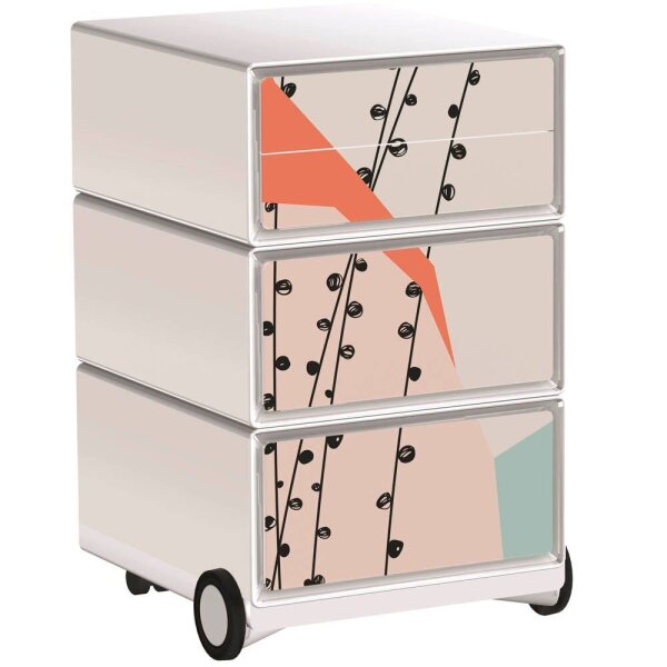 PAPERFLOW easyBox Colour Rollcontainer weiß, bunt 61061 4 Auszüge 39,0 x 43,6 x 64,2 cm