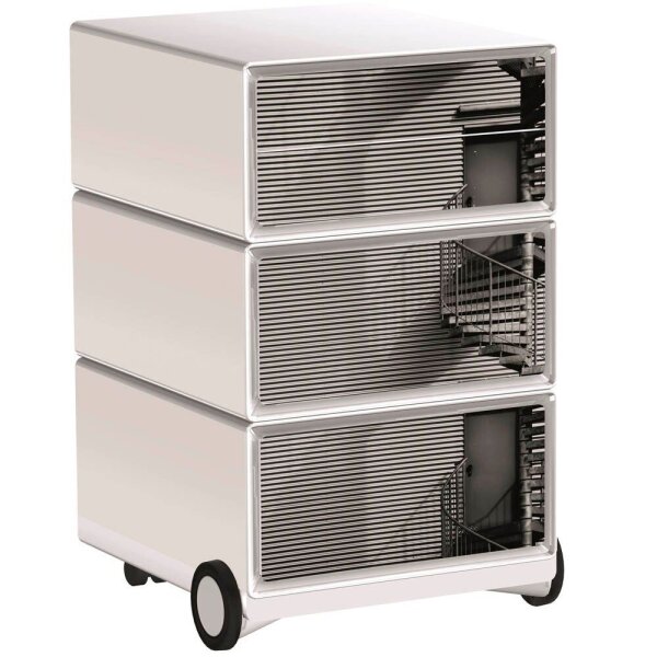 PAPERFLOW easyBox Black & White Rollcontainer weiß, schwarz 62327 4 Auszüge 39,0 x 43,6 x 64,2 cm