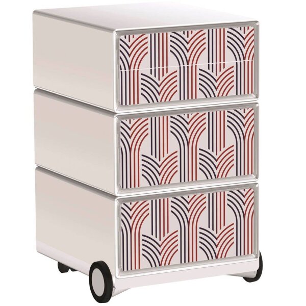 PAPERFLOW easyBox Vintage Rollcontainer weiß, bunt 60987 4 Auszüge 39,0 x 43,6 x 64,2 cm