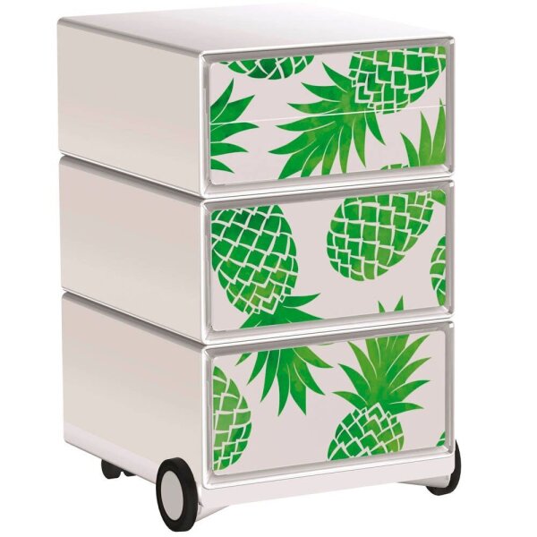 PAPERFLOW easyBox Tropical Rollcontainer weiß, bunt 60619 4 Auszüge 39,0 x 43,6 x 64,2 cm