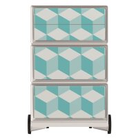 PAPERFLOW easyBox Vintage Rollcontainer weiß, bunt 60971 4 Auszüge 39,0 x 43,6 x 64,2 cm