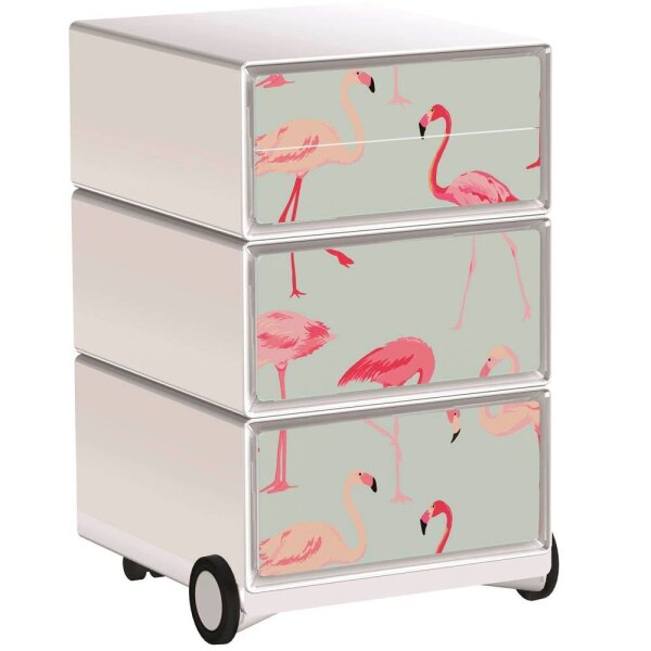PAPERFLOW easyBox Tropical Rollcontainer weiß, bunt 60715 4 Auszüge 39,0 x 43,6 x 64,2 cm