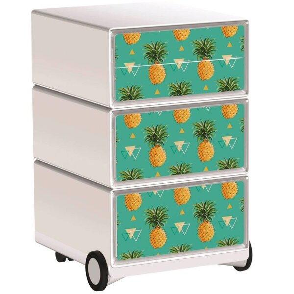 PAPERFLOW easyBox Tropical Rollcontainer weiß, bunt 60699 4 Auszüge 39,0 x 43,6 x 64,2 cm