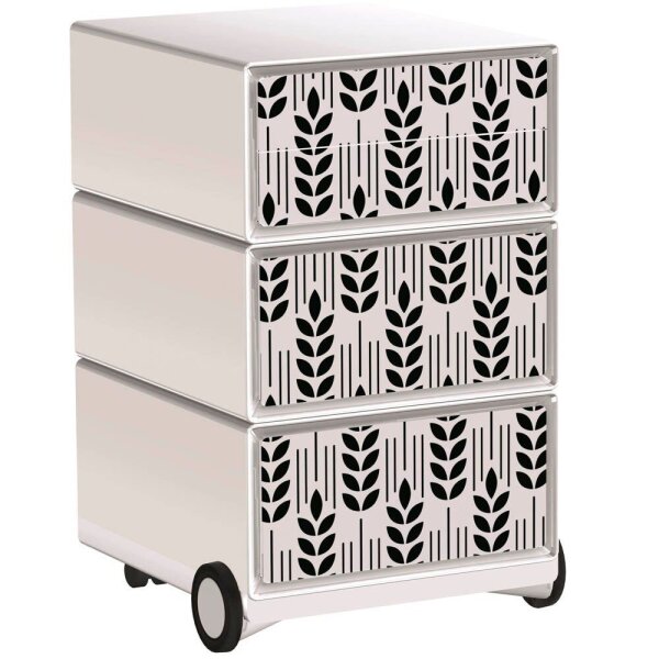 PAPERFLOW easyBox Black & White Rollcontainer weiß, schwarz 60523 4 Auszüge 39,0 x 43,6 x 64,2 cm