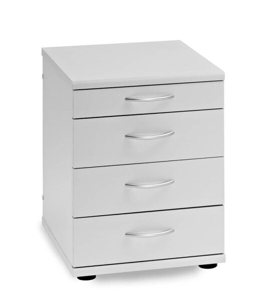 MÖBELPARTNER Standcontainer lichtgrau 4 Auszüge Kunststoff-Stangengriff silber 41,6 x 50,0 x 53,4 cm