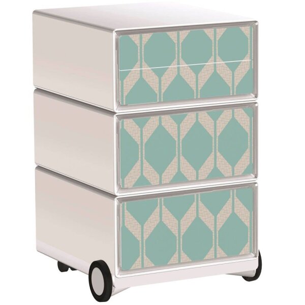 PAPERFLOW easyBox Vintage Rollcontainer weiß, bunt 60875 4 Auszüge 39,0 x 43,6 x 64,2 cm