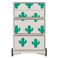 PAPERFLOW easyBox Tropical Rollcontainer weiß, bunt 60763 4 Auszüge 39,0 x 43,6 x 64,2 cm