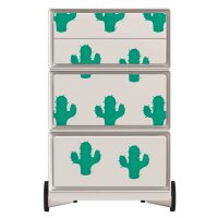 PAPERFLOW easyBox Tropical Rollcontainer weiß, bunt 60763 4 Auszüge 39,0 x 43,6 x 64,2 cm