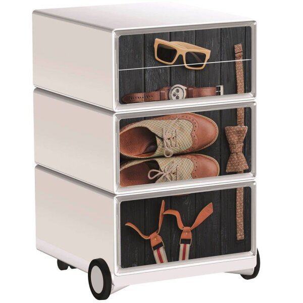 PAPERFLOW easyBox Classic Chic Rollcontainer weiß, bunt 215556 4 Auszüge 39,0 x 43,6 x 64,2 cm