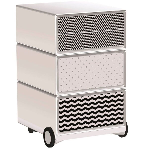 PAPERFLOW easyBox Black & White Rollcontainer weiß, schwarz 60445 4 Auszüge 39,0 x 43,6 x 64,2 cm