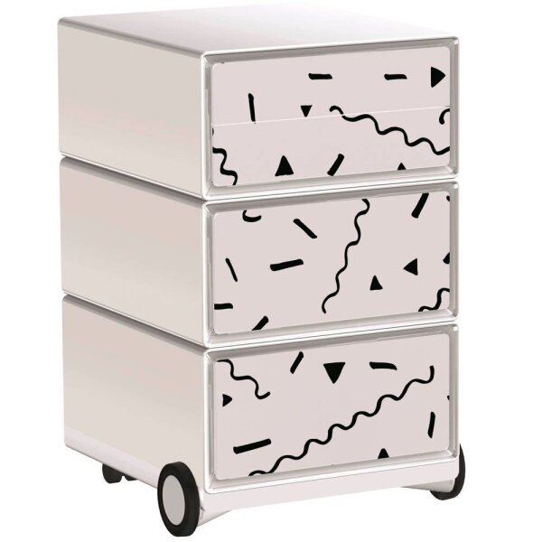 PAPERFLOW easyBox Black & White Rollcontainer weiß, schwarz 60427 4 Auszüge 39,0 x 43,6 x 64,2 cm