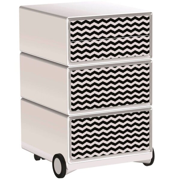 PAPERFLOW easyBox Black & White Rollcontainer weiß, schwarz 60397 4 Auszüge 39,0 x 43,6 x 64,2 cm