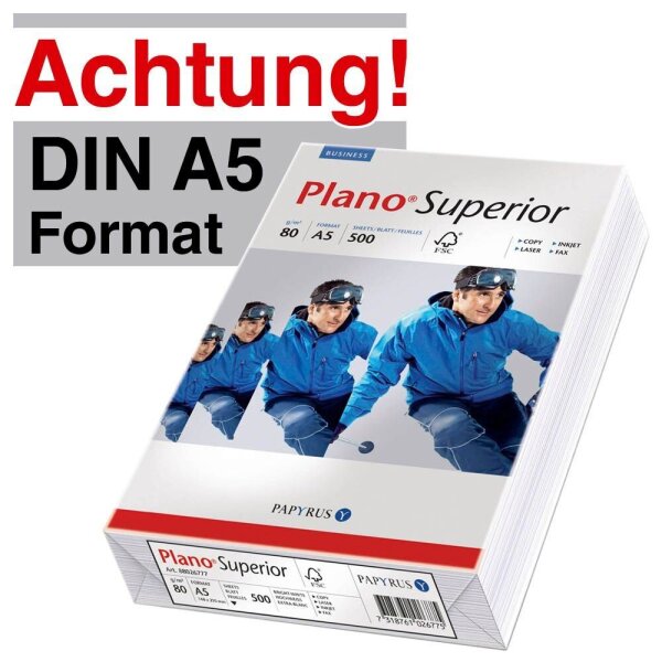 Plano® Kopierpapier Superior DIN A5 80 g/qm 500 Blatt