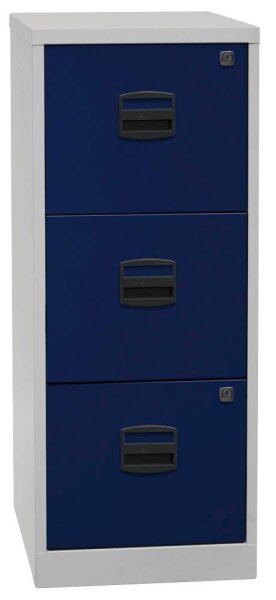 BISLEY Home PFA 3 Hängeregistraturschrank lichtgrau, oxfordblau 3 Schubladen 41,3 x 40,0 x 101,5 cm, 1 St.