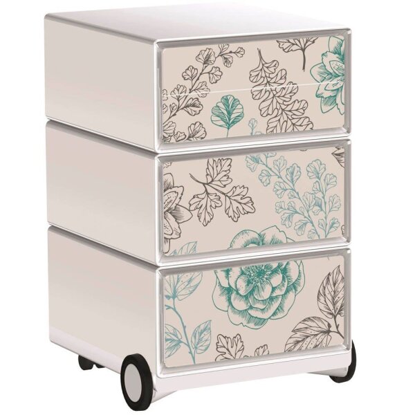 PAPERFLOW easyBox Garden Factory Rollcontainer weiß, bunt 60203 4 Auszüge 39,0 x 43,6 x 64,2 cm