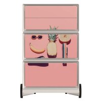 PAPERFLOW easyBox Tropical Rollcontainer weiß, bunt 61329 4 Auszüge 39,0 x 43,6 x 64,2 cm