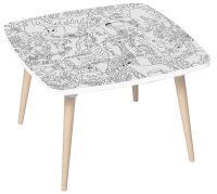 PAPERFLOW Kids Dschungel Maltisch quadratisch Spanplatte weiß 60,0 x 60,0 x 40,0 cm, 1 St.