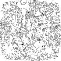 PAPERFLOW Kids Dschungel Maltisch quadratisch Spanplatte weiß 60,0 x 60,0 x 46,0 cm, 1 St.
