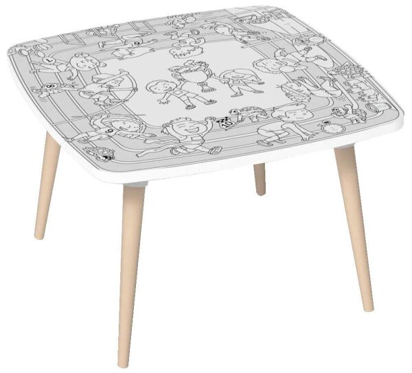 PAPERFLOW Kids Sport Maltisch quadratisch Spanplatte weiß 60,0 x 60,0 x 46,0 cm, 1 St.