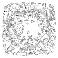 PAPERFLOW Kids Bauernhof Maltisch quadratisch Spanplatte weiß 60,0 x 60,0 x 46,0 cm, 1 St.