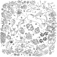 PAPERFLOW Kids Ozean Maltisch quadratisch Spanplatte weiß 60,0 x 60,0 x 46,0 cm, 1 St.