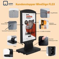 update displays Kundenstopper WindSign FLEX schwarz DIN A1 2 Fächer 70,0 x 50,0 x 129,9 cm, 1 St.