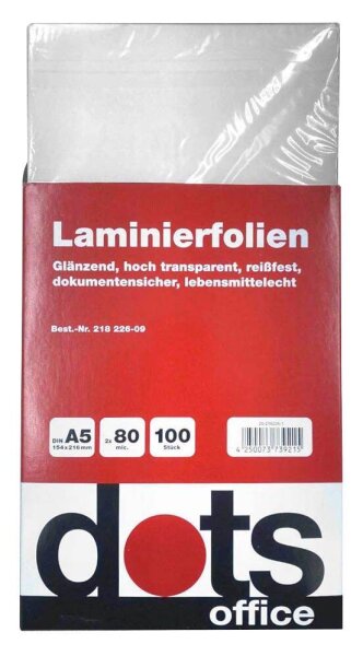 dots Laminierfolien glänzend für A5 80 micron, 100 St.