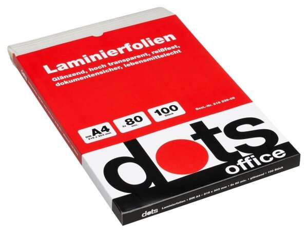 dots Laminierfolien glänzend für A4 80 micron, 100 St.