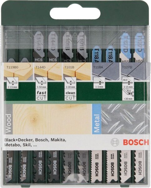 BOSCH Mixed Wood and Metal Stichsägeblätter-Set 10-teilig, 1 Set
