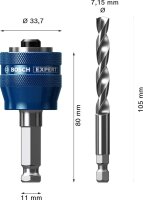 BOSCH Lochsägen-Aufnahme EXPERT Power Change Plus Adapter, HSS-G-Bohrer 7,15 x 105 mm, 2-teilig