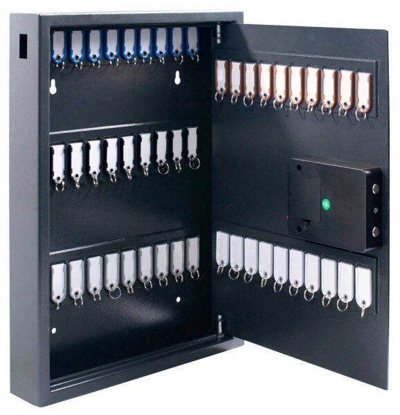 pavo High Security Magnettag Schlüsseltresor grau mit 50 Haken, Elektronikschloss, 45,0 x 7,7 x 57,5 cm, 1 St.