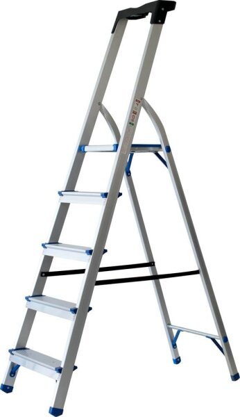 pavo Stehleiter einseitig silber 5 Stufen, H: 159,0 cm