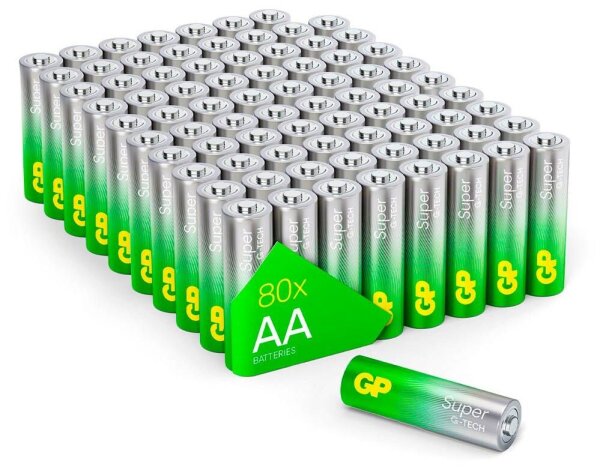 GP Batterien SUPER Alkali-Mangan Mignon AA 1,5 V, 80 St.