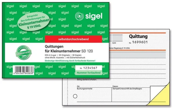 SIGEL Quittung für Kleinunternehmer (ohne...
