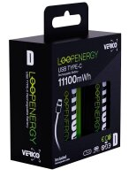 VERICO USB-Akkus mit Ladekabel LoopEnergy Mono D Li-Ion Mono D, 2 St.