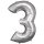 amscan® Folienballon Zahl 3 silber, 1 St.