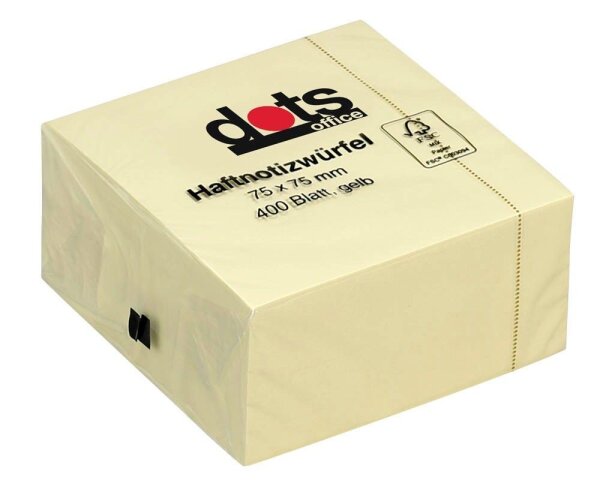 dots Haftnotizen gelb, 1 Würfel