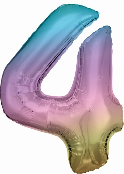 amscan® Folienballon Zahl 4 regenbogen, 1 St.  ( 9909702 )