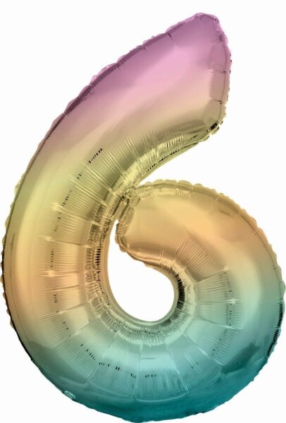 amscan® Folienballon Zahl 6 regenbogen, 1 St.  ( 9909704 )