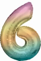amscan® Folienballon Zahl 6 regenbogen, 1 St.  (...