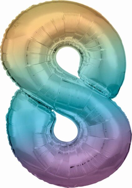 amscan® Folienballon Zahl 8 regenbogen, 1 St.  ( 9909706 )