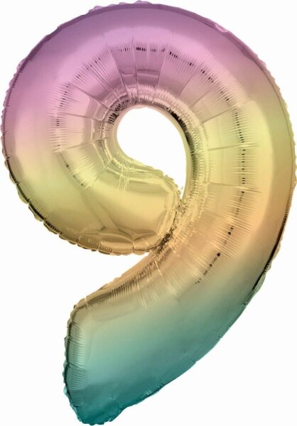 amscan® Folienballon Zahl 9 regenbogen, 1 St.  ( 9909707 )
