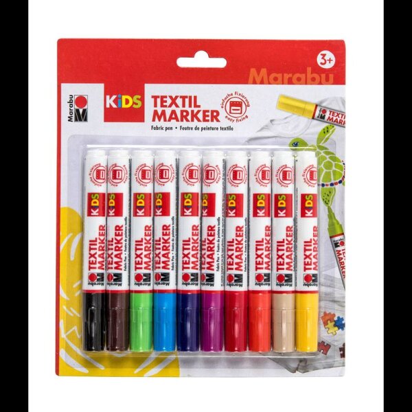 Marabu KiDS Textilmarker farbsortiert 3,0 mm, 10 St.