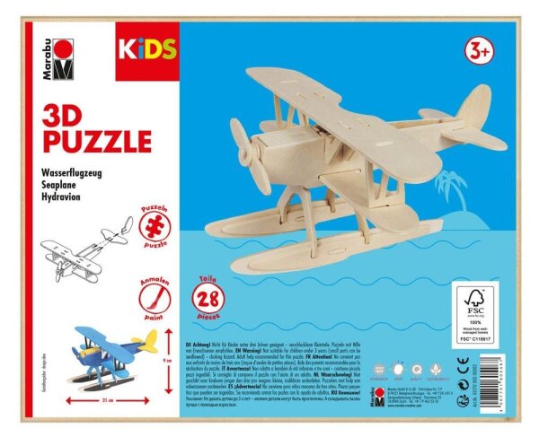 Marabu KiDS  Wasserflugzeug 3D-Puzzle, 28 (bemalbar) Teile